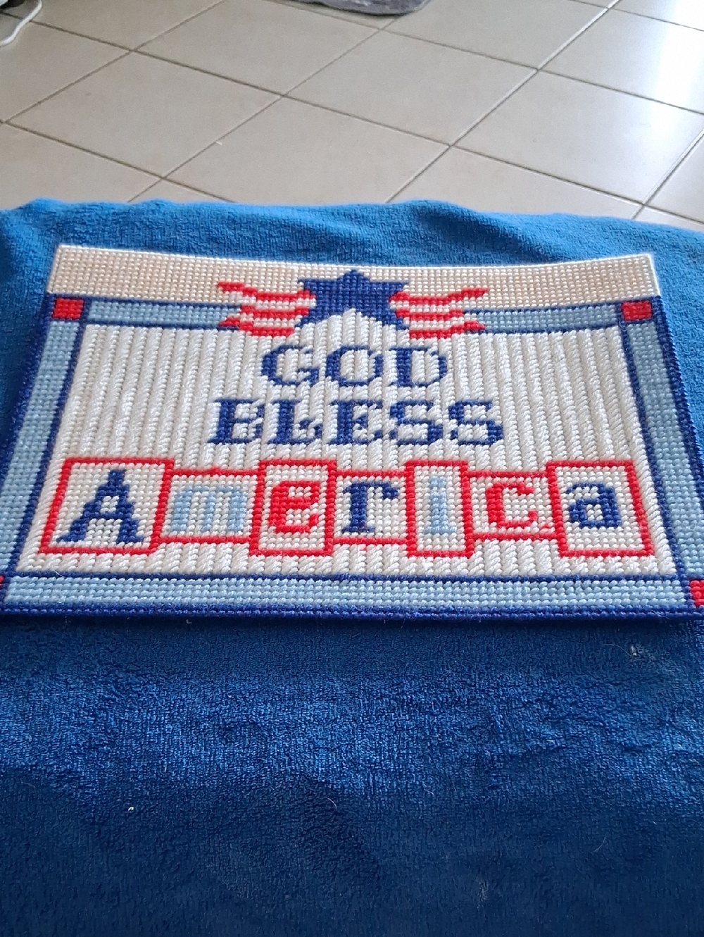 Patriotic "God Bless America" Wall Hanging - Red, White & Blue